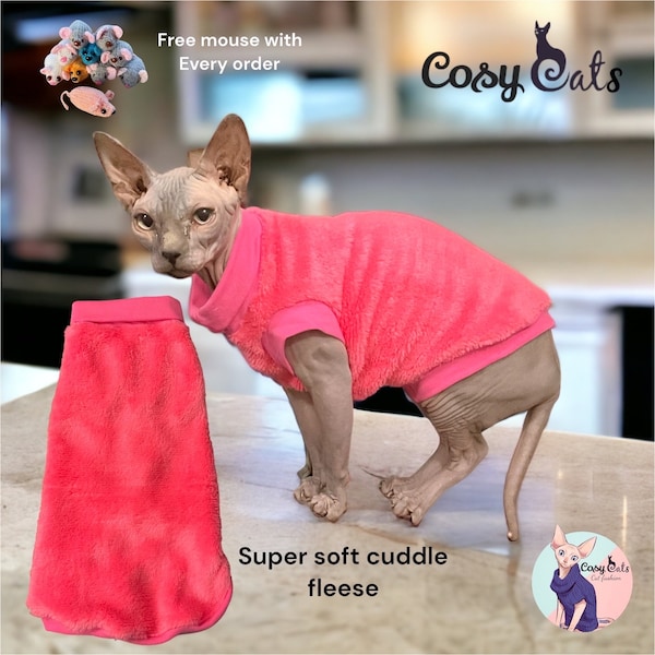 Fleece cat jumpers, Sphynx cat clothes, sphynx jumper, sphynx sweater, sphynx clothes,hairless cat clothes,cat clothing, sphinx jumper, cats