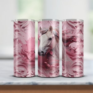 Pink horse tumbler wrap png, Digital download PNG file for horse sublimation graphics for 20oz Tumbler wrap, Skinny Tumbler horse PNG wrap