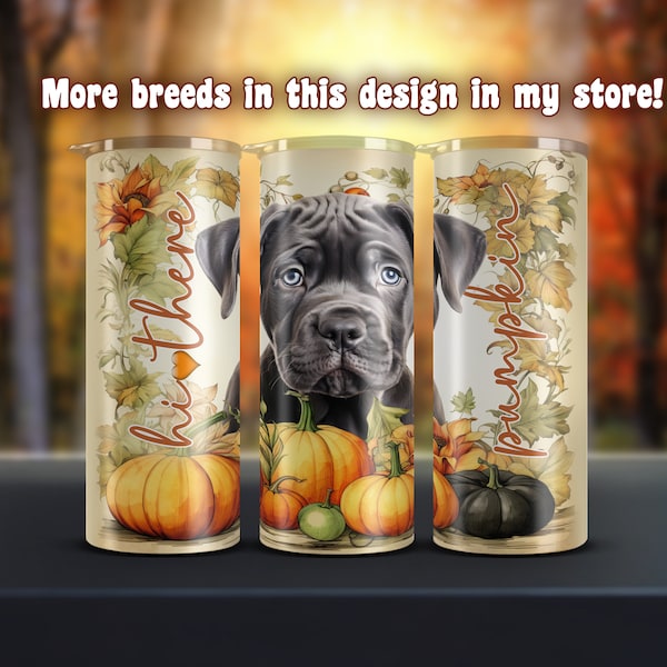Cane Corso puppy Tumbler Wrap, dog PNG digital download for sublimation on 20oz Tumbler, 20 ounce wrap fall pet Cane Corso lover graphics
