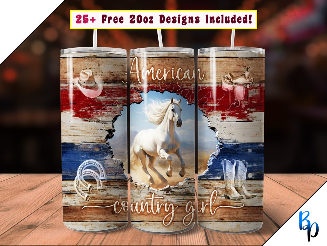 American Country Girl Tumbler Wrap, PNG File for Sublimation on 20oz ...