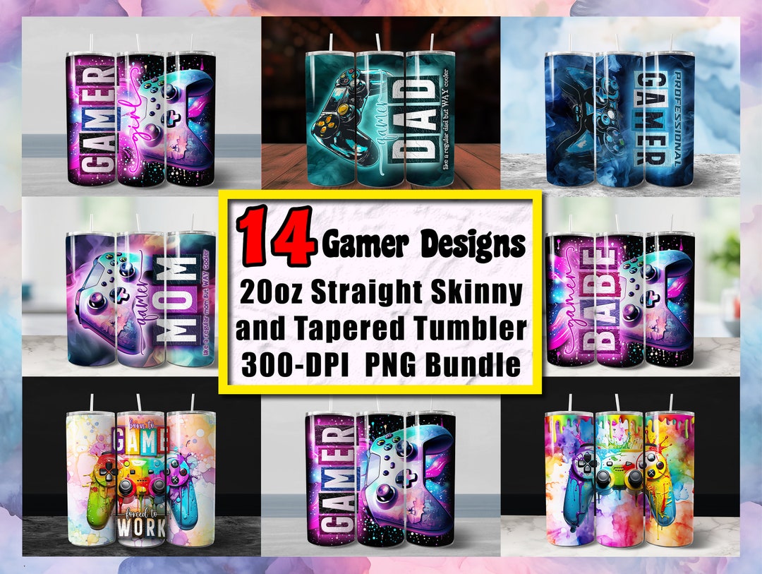 20oz Gamer Tumbler Wrap Bundle, Seamless Game Controller Digital PNG ...