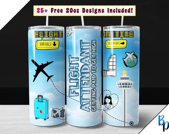 Flight Attendant PNG Tumbler Wrap, Digital PNG file, funny sublimation graphics for 20oz Tumbler wrap 20 ounce, airline Skinny Tumbler PNG