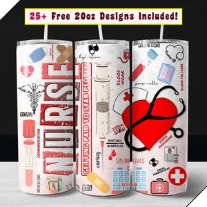 Nurse Tumbler Wrap, nursing PNG file for sublimation on 20 ounce 20oz Straight Skinny Tumbler, funny nurse tumbler PNG wrap digital download
