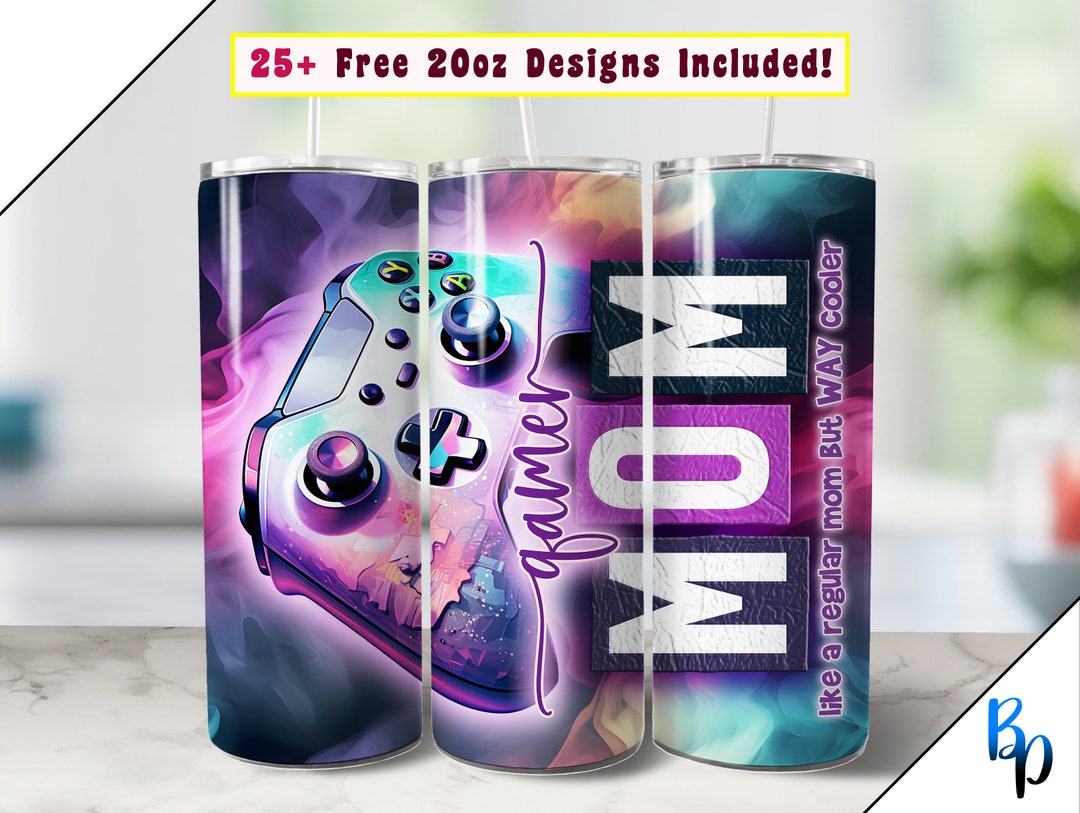 20oz Gamer Mom Tumbler Wrap, Seamless Sublime Mama Game Controller ...