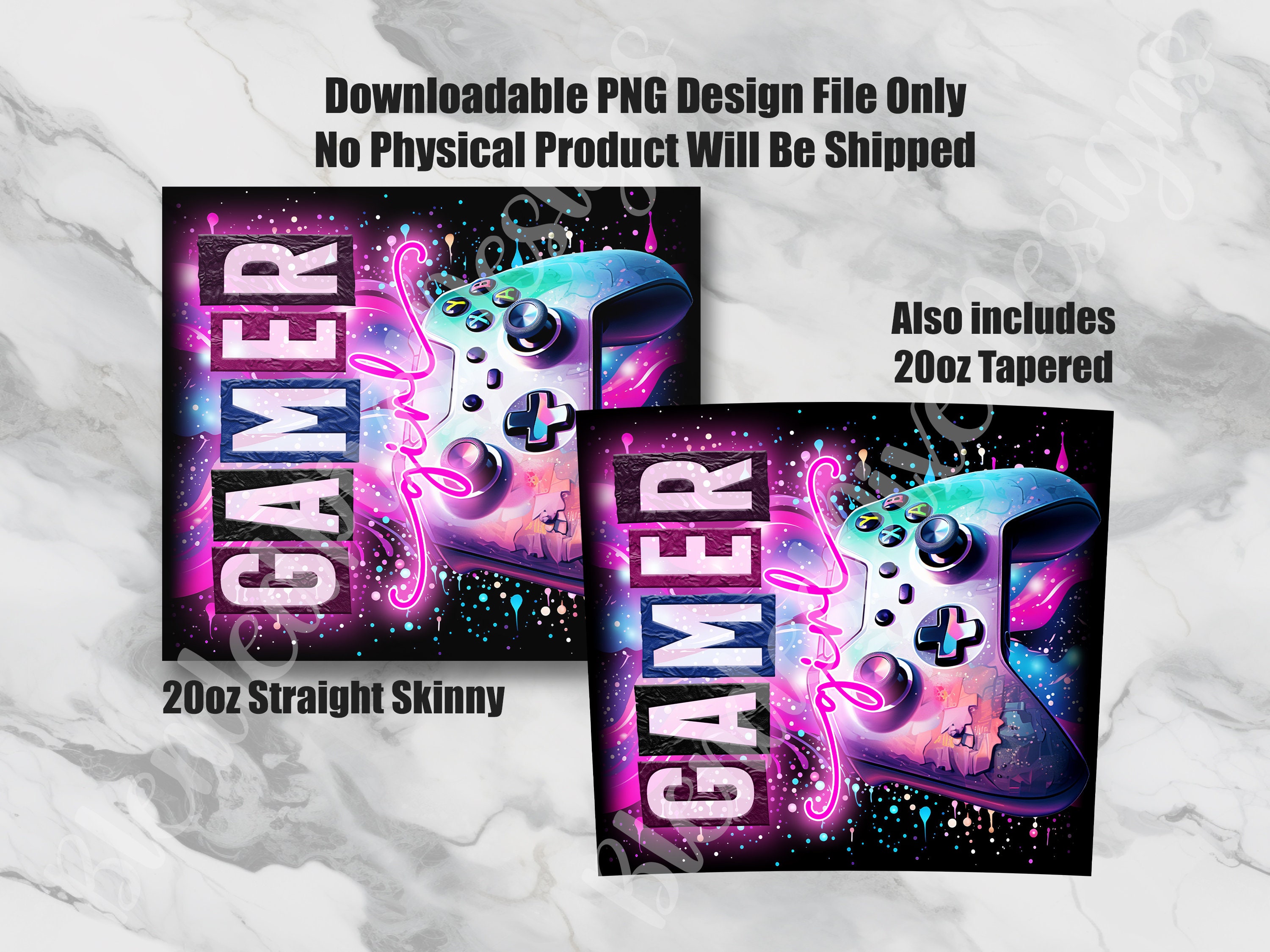 20oz Gamer Girl Tumbler Wrap, Seamless Neon Game Controller PNG Gaming ...