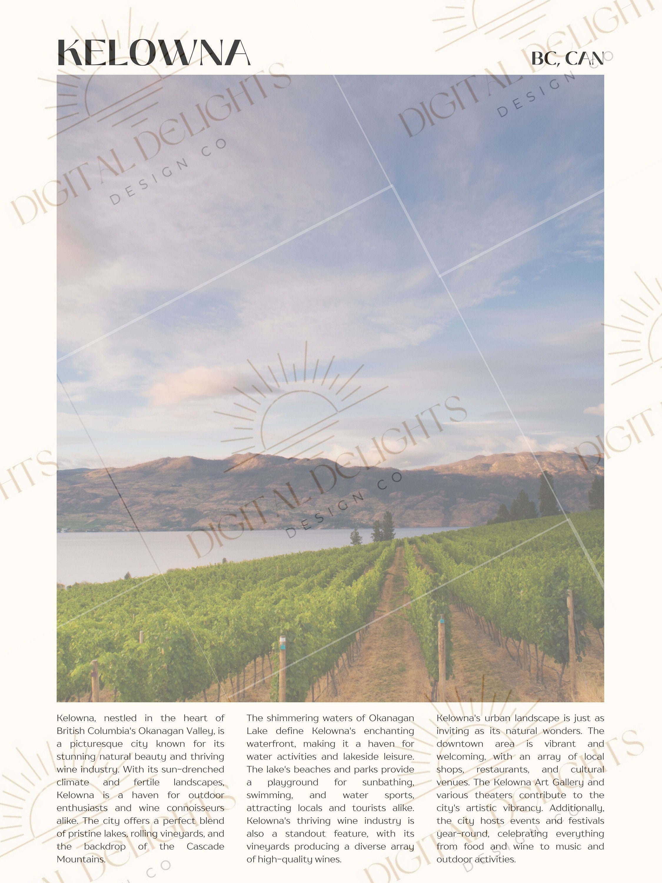 Kelowna Print Kelowna Poster Kelowna Wall Art Kelowna Art Etsy