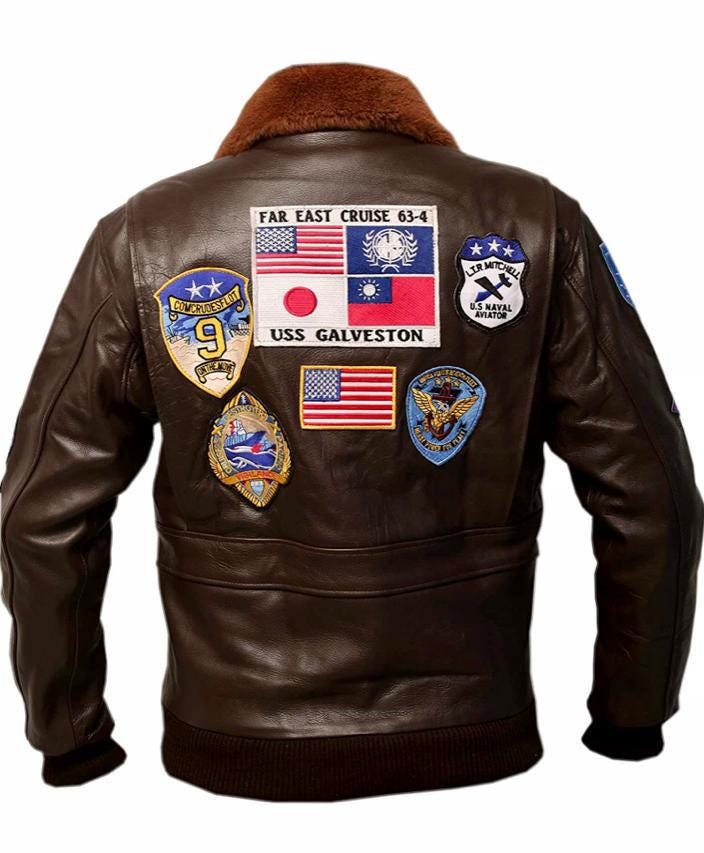 AS SEEN In MOVIE TOP GUN USN AVIATOR'S G-1 FLIGHT JACKET BACK PATCH EMBROIDERED - Foto 3