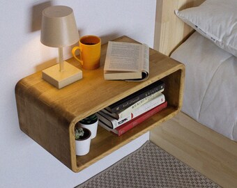 Night stand, wood nightstand, side table, floating nightstand, nightstand, end table, floating table, unique nightstand, modern nightstand