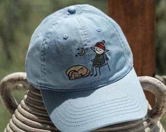 Embroidered Camping Cap: Boy & Golden Retriever Dog Dad Hat