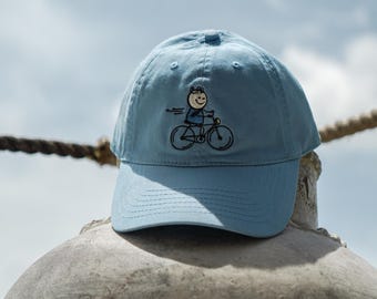 Embroidered Cyclist Cap: 100% Cotton Twill Bicycle Hat