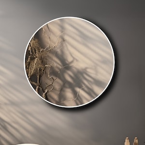 Ronde wandspiegel met houten lijst: modern, minimalistisch decor