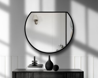 Semi-Half Circle Wood Wall Mirror l Stylish Bathroom Livingroom Console Mirror l Decorative Aesthetic Wall Mirror l My Dear Mother Gift