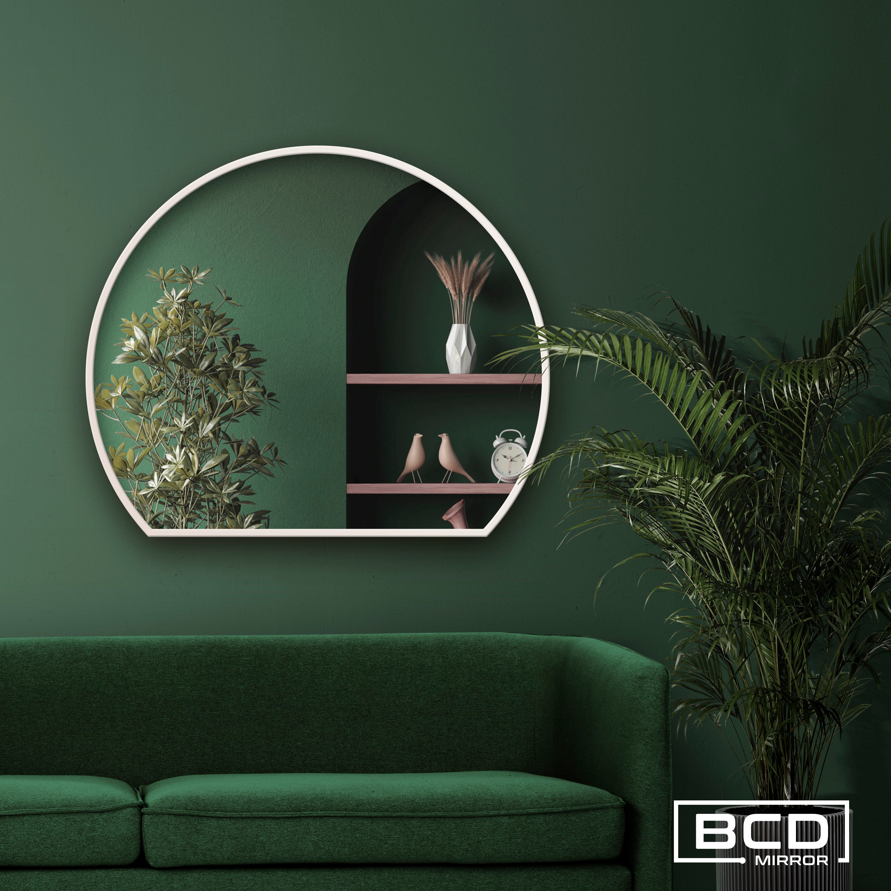 Half Circle Wood Wall Mirror L Scandinavian Vanity Wall Mirror L