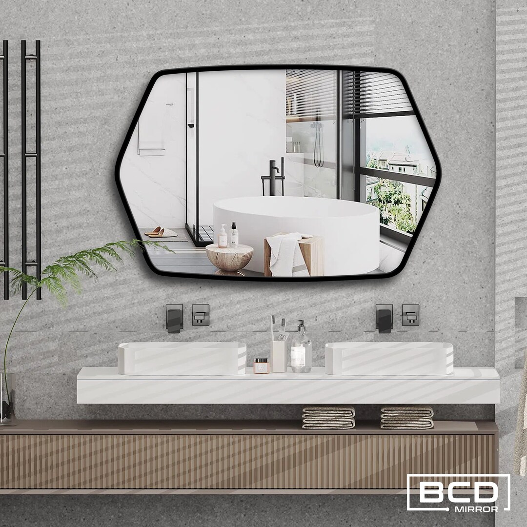 Six-pointed Wooden Wall Mirror: Stylish Home Decor Contemporary Frame ...