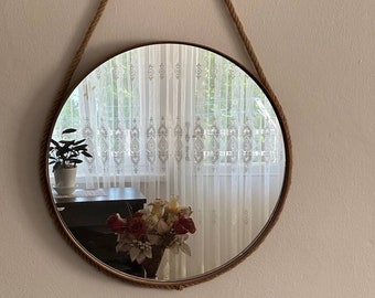 Wooden Round Natural Mirror, Modern Aesthetic Mirror, Hallway Mirror for Home Decor, Livingroom Bedroom for Mirror, Luxury Home Decor