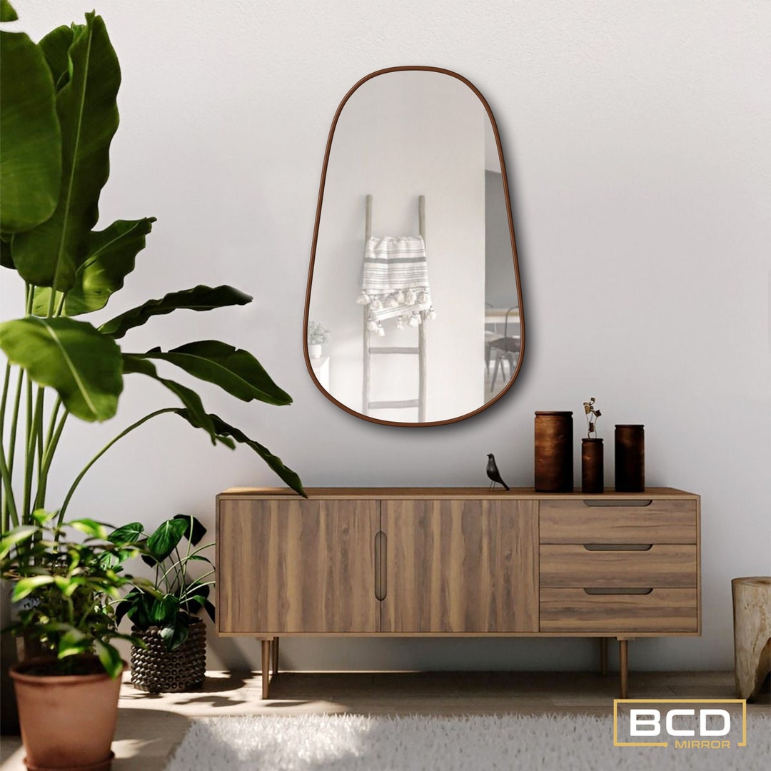 Decorative Wooden Wall Mirror, Beautiful Entryway Bathroom Mirror ...