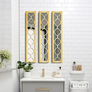 Modern Black and White Wooden Wall Mirror Set (Set of 3)