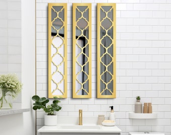 Modern Black and White Wooden Wall Mirror Set (Set of 3)