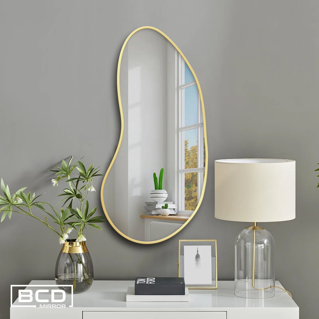 Asymmetric Shaped Tall Wood Wall Mirror L Vertical Horizontal Mirror L ...
