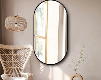 イタリア製 壁掛けミラー（縦横飾り可能／非対称デザイン）