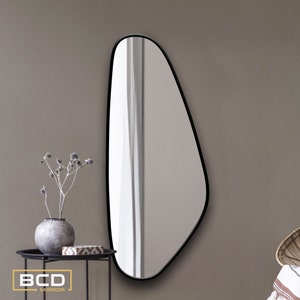 Asymmetrical Wall Mirror: Modern Black Frame, Organic Shape