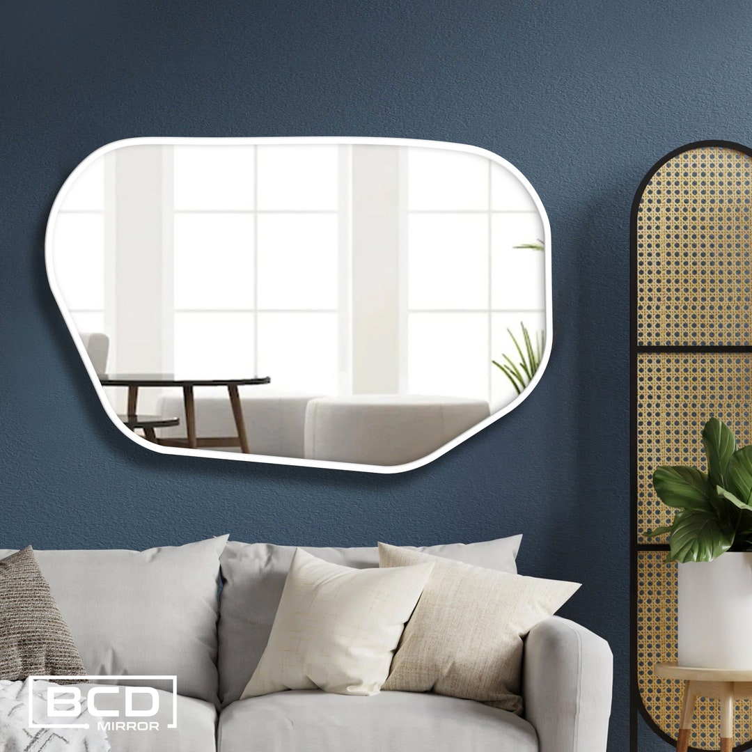 Irregular 6-pointed Wooden Wall Mirror L Wood Frame Bathroom Entryway L ...