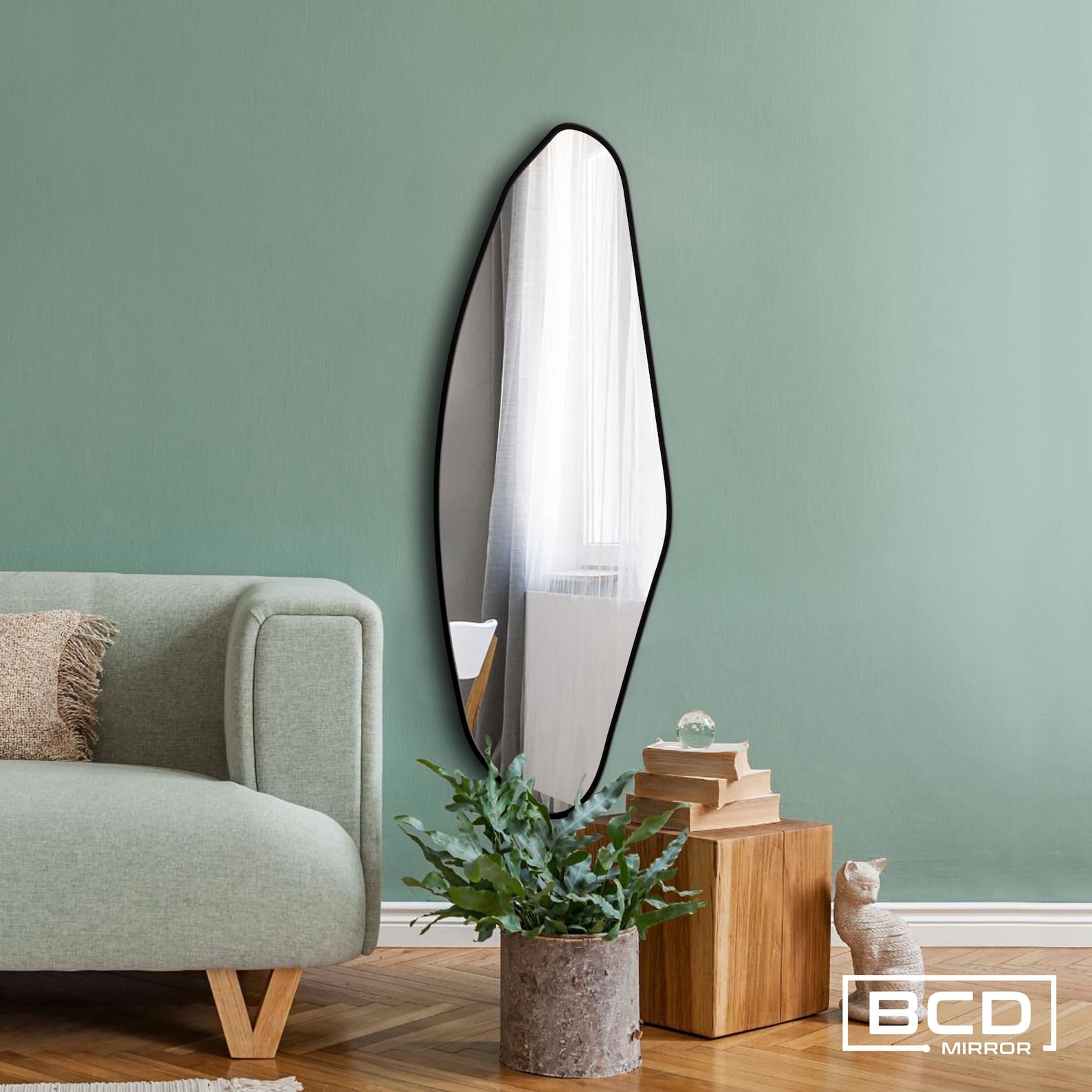 Asymmetrical Entryway Full Length Wood Wall Mirror L Large Design ...