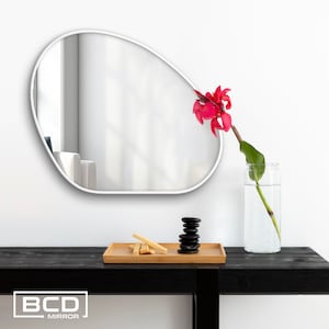 Asymmetrical Wood Wall Mirror: Modern Home Decor