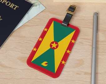 Grenada Flag Luggage Tag, Acrylic Luggage Name Tag, Custom Suitcase Tag, Travel Tag, Bag Tag, Grenada Flags, Travel Gifts, Caribbean Gift