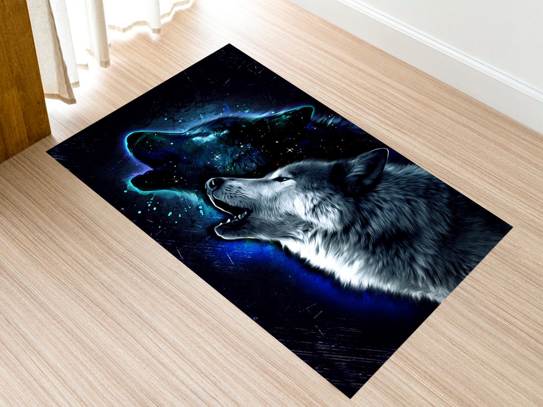 Animal Rugs, Wolf Rug, Wolf Pattern Rugs, Animal Themed Rug, Modern