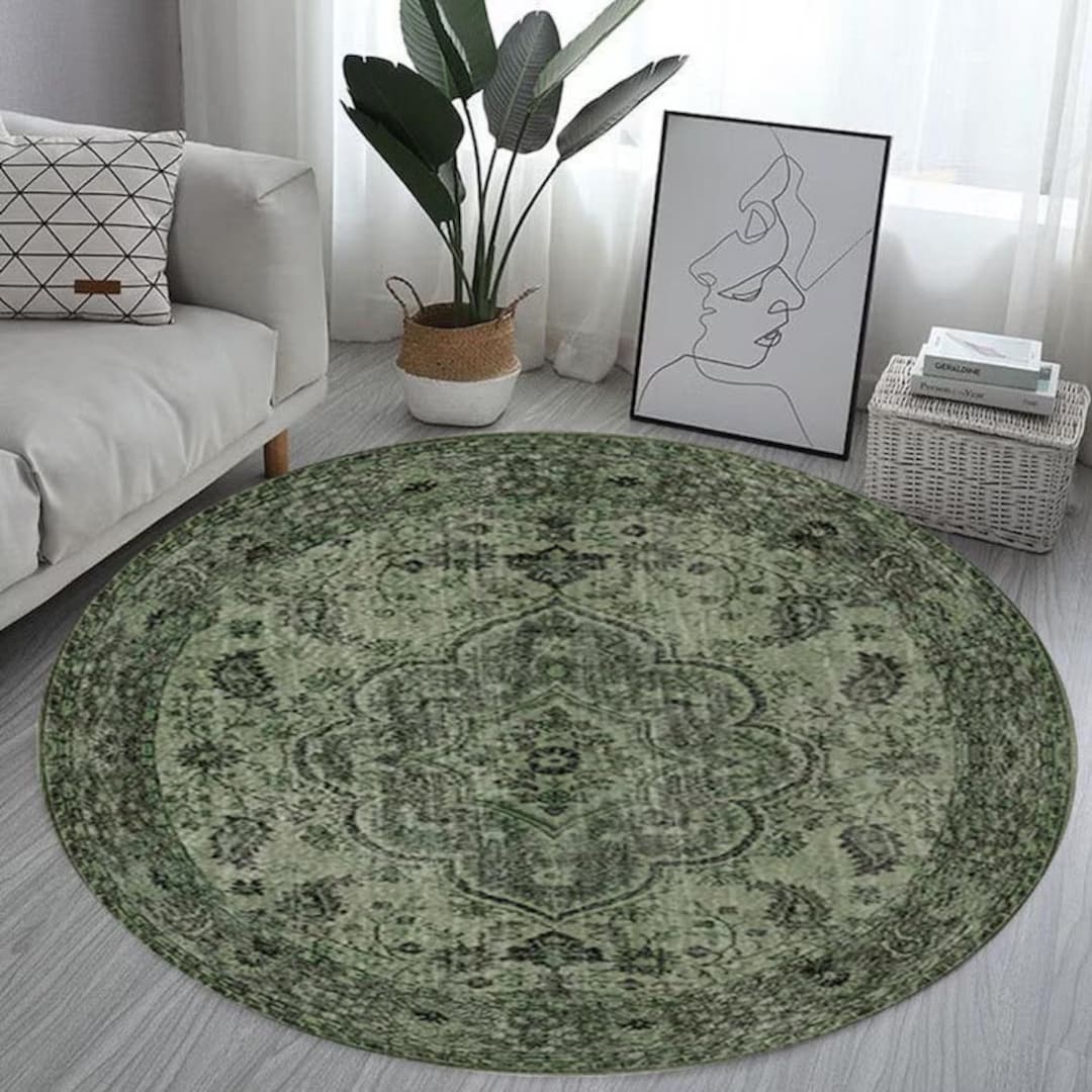 Green Round Rug, 8 Ft Round Rug, 5 Feet Round Rug, 9 Feet Round Rug, 6