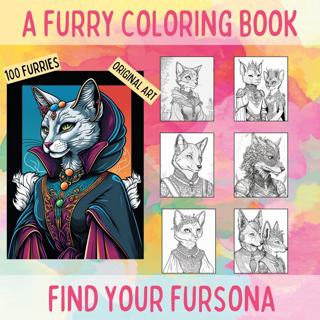 100 Furry Coloring Pages Furry Coloring Book Fursona Fantasy - Etsy