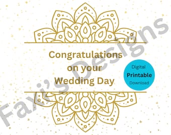 Felicitaciones por el día de su boda, descarga digital imprimible