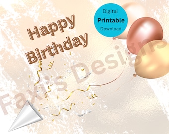 Tarjeta de feliz cumpleaños, descarga digital imprimible