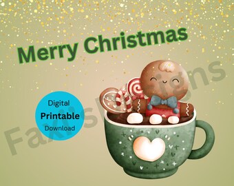 Tarjeta de feliz Navidad, descarga digital imprimible