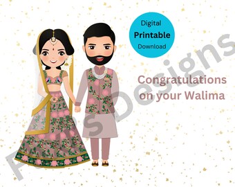 Felicitaciones por su Walima, descargas digitales imprimibles
