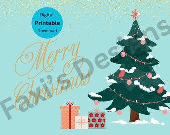 Tarjeta de feliz Navidad, descarga digital imprimible