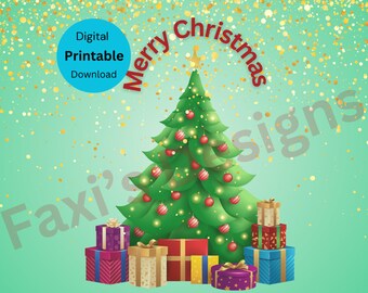 Tarjeta de feliz Navidad, descarga digital imprimible