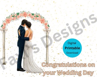 Felicitaciones por el día de su boda, descarga digital imprimible