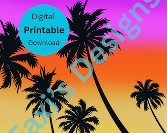 Palm Tree Island Print, descarga digital imprimible