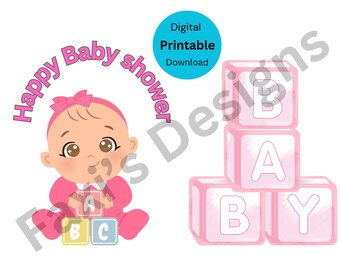 Tarjeta Happy Baby Shower, descarga digital imprimible