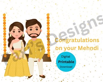 Felicitaciones por su Mehndi, descarga digital imprimible