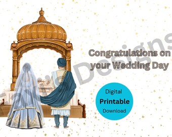 Felicitaciones por el día de su boda, descarga digital imprimible