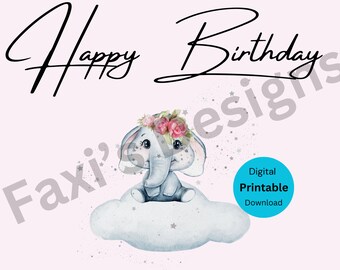 Tarjeta de feliz cumpleaños, descarga digital imprimible
