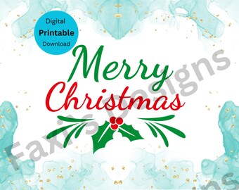 Tarjeta de feliz Navidad, descarga digital imprimible