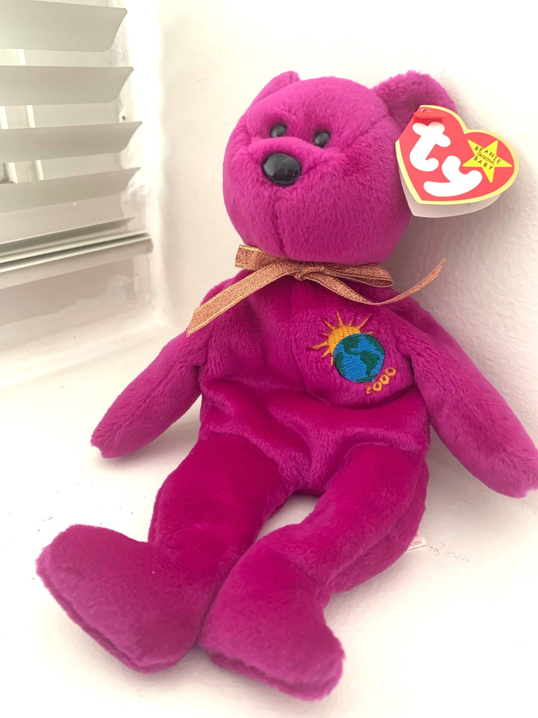TY Beanie Baby Millennium Bear With Rare Errors on Heart and Tush Tags