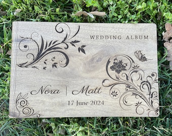 Wooden Wedding Guest Book - Personalized Laser Engraved, Photo Album, Perfect for Photos and Heartfelt Messages, Photobooth, Wedding Album