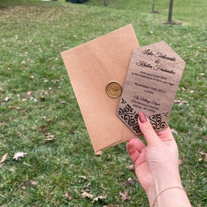 Personalized Laser Cut Wood Wedding Invitation Set: Tropical Floral
