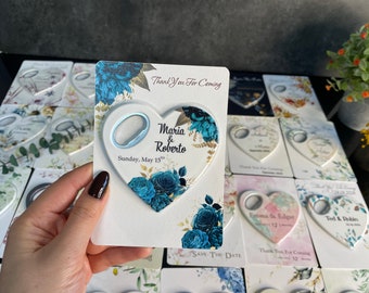 Personalized Heart Magnet Bottle Opener: Custom Wedding Favor