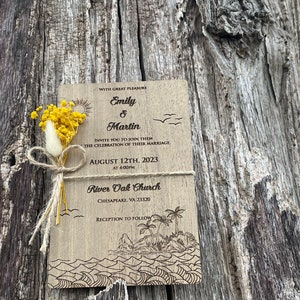 Gypsophila & Wood Wedding Invitation, Rustic Wedding Invitations with FREE Envelopes image 2